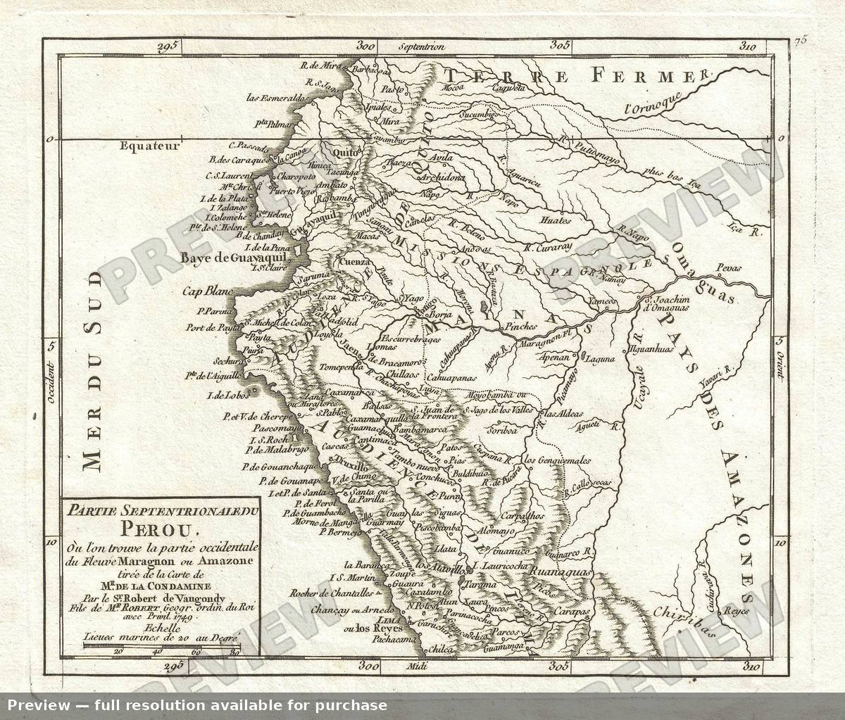 Antique map: Peru North, 1749