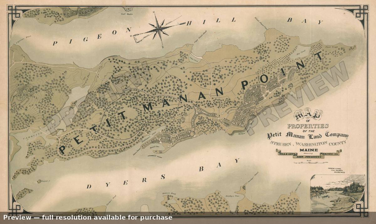 Antique map: Petit Manan Maine, 1889, 1889