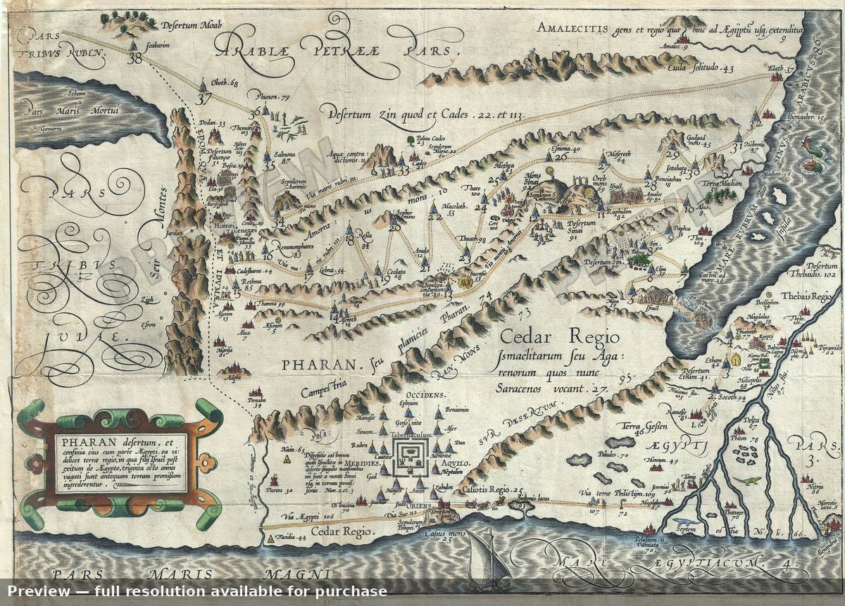 Antique map: Pharan, 1590, 1590