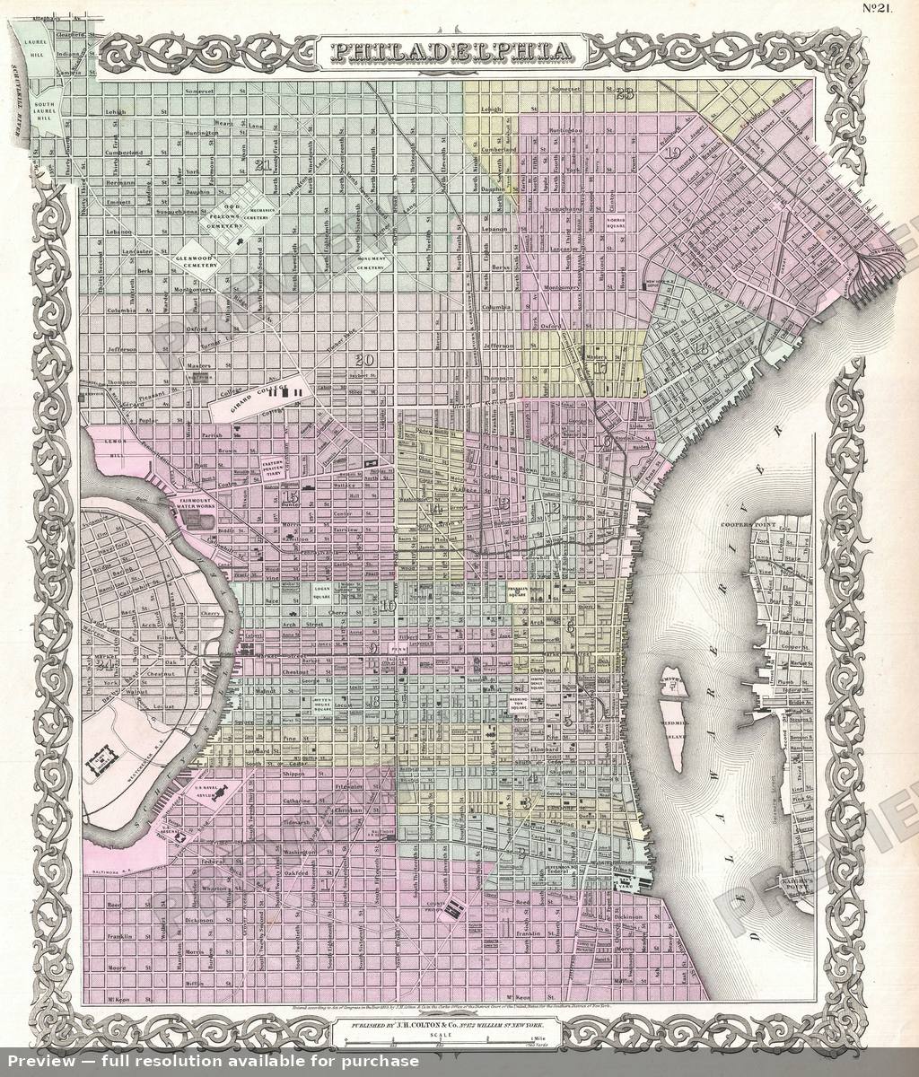 Antique map: Philadelphia, 1855, 1855