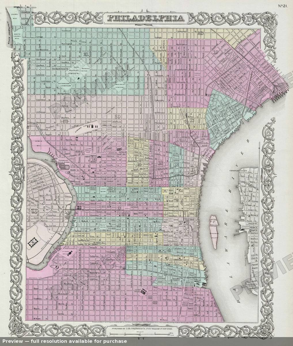 Antique map: Philadelphia, 1856, 1856