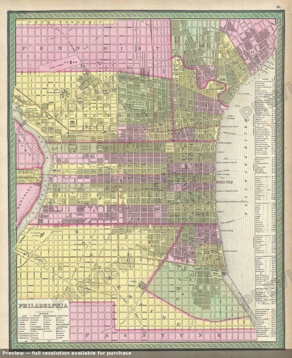 Antique map: Philadelphia, 1849, 1849