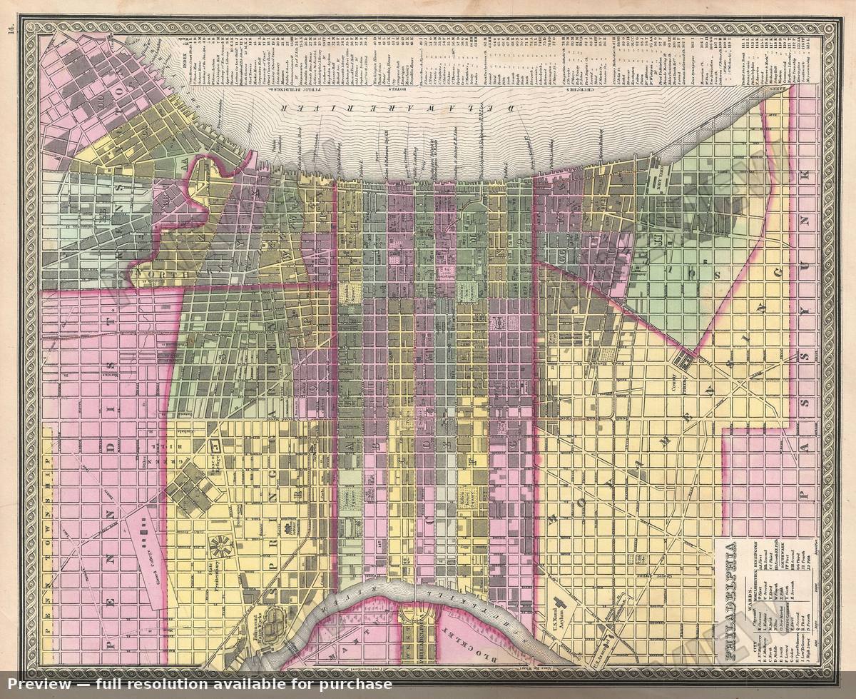 Antique map: Philadelphia, 1850, 1850