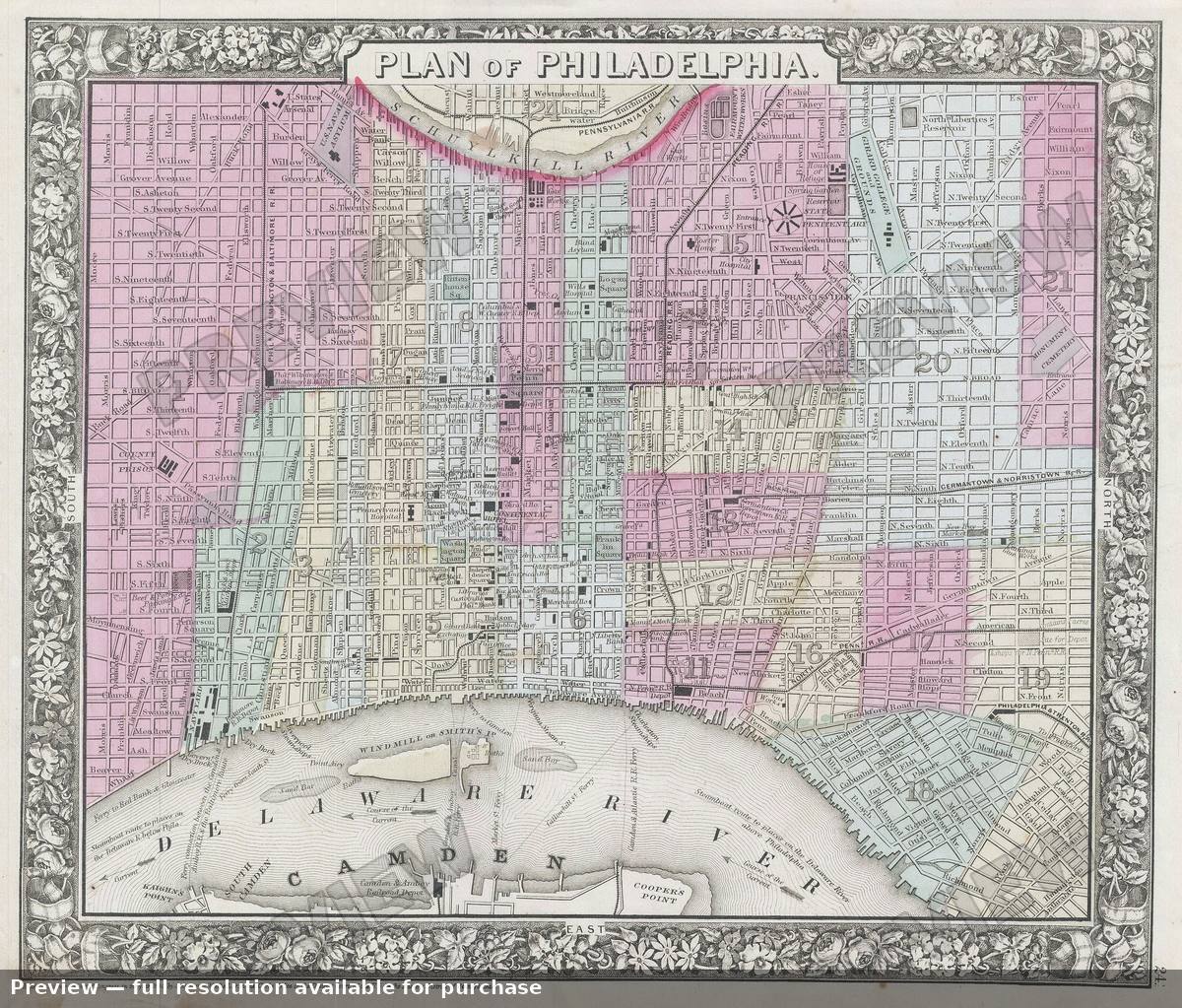 Antique map: Philadelphia, 1864, 1864