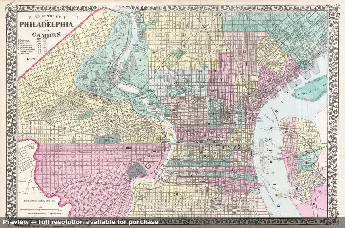 Antique map: Philadelphia, 1876, 1876
