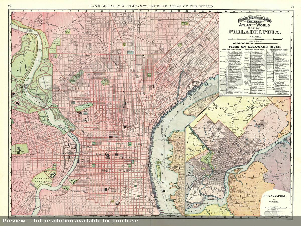 Antique map: Philadelphia, 1893, 1893