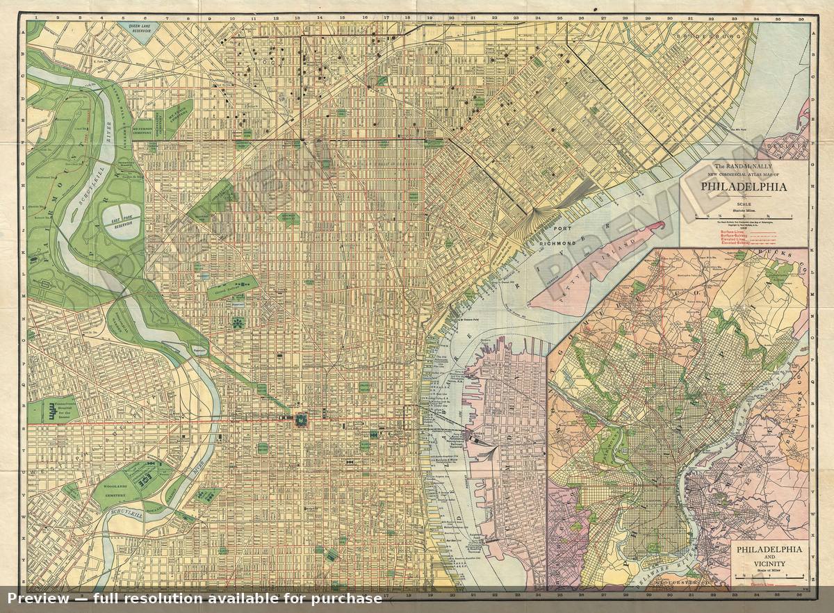 Antique map: Philadelphia, 1916, 1916