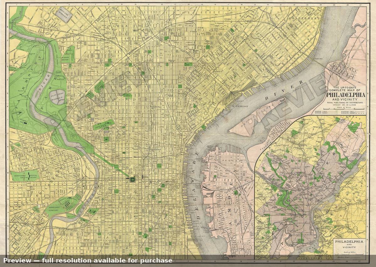 Antique map: Philadelphia, 1914, 1914