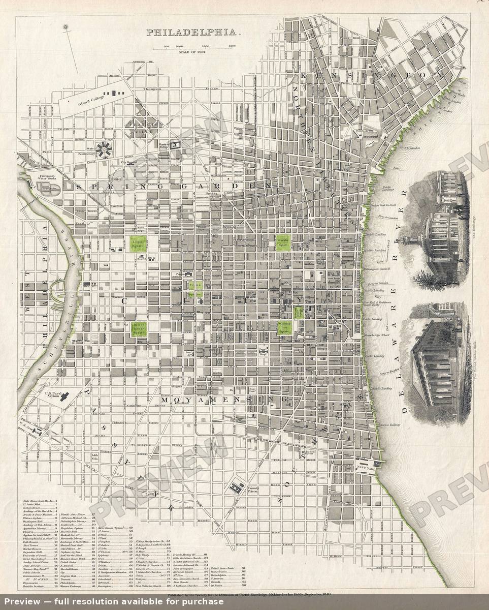 Antique map: Philadelphia, 1840, 1840
