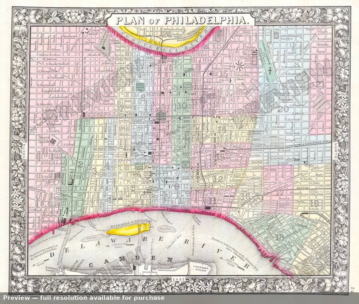 Antique map: Phili, 1860, 1860