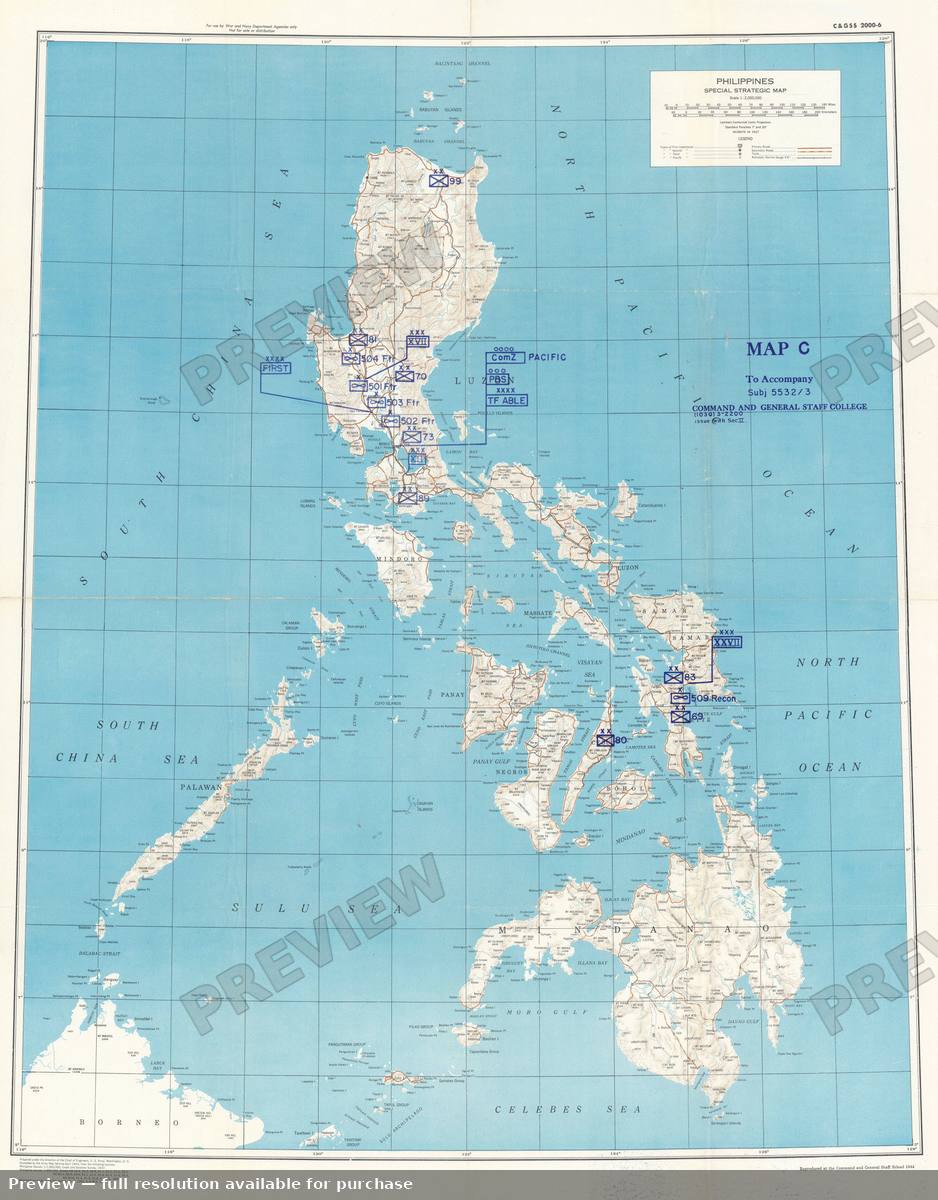 Antique map: Philippines, 1944