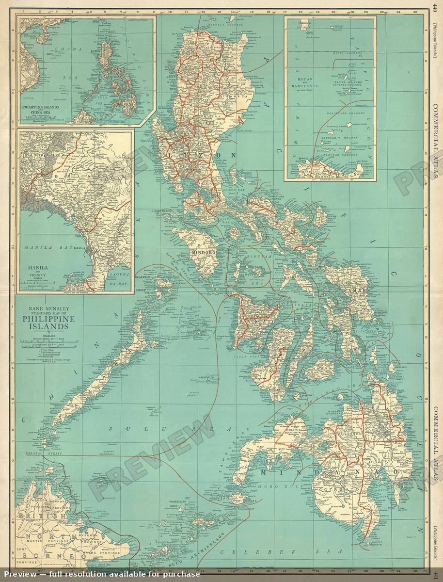 Antique map: Philippines, 1924