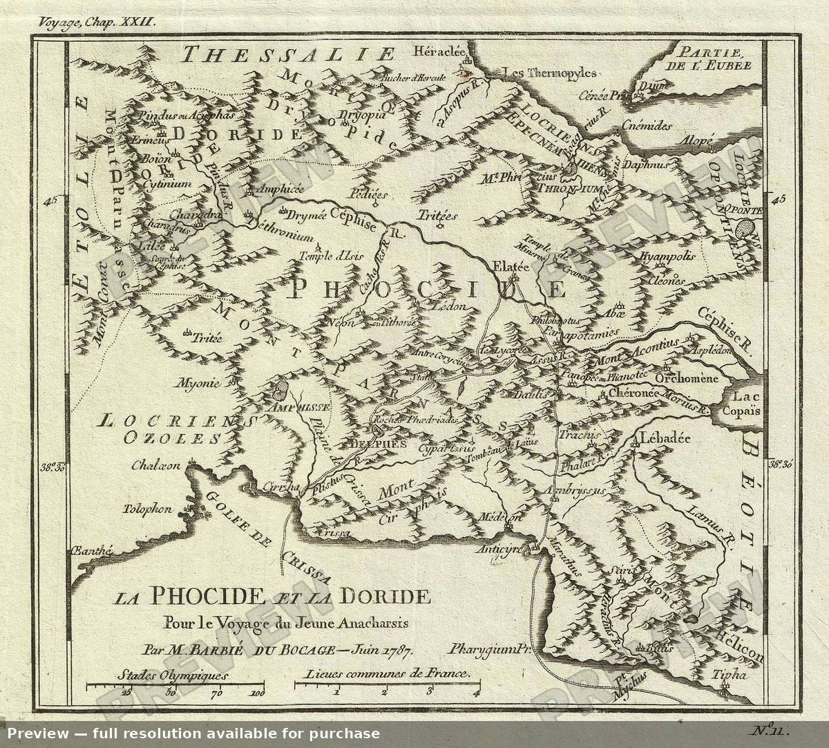 Antique map: Phocis Doris, 1791