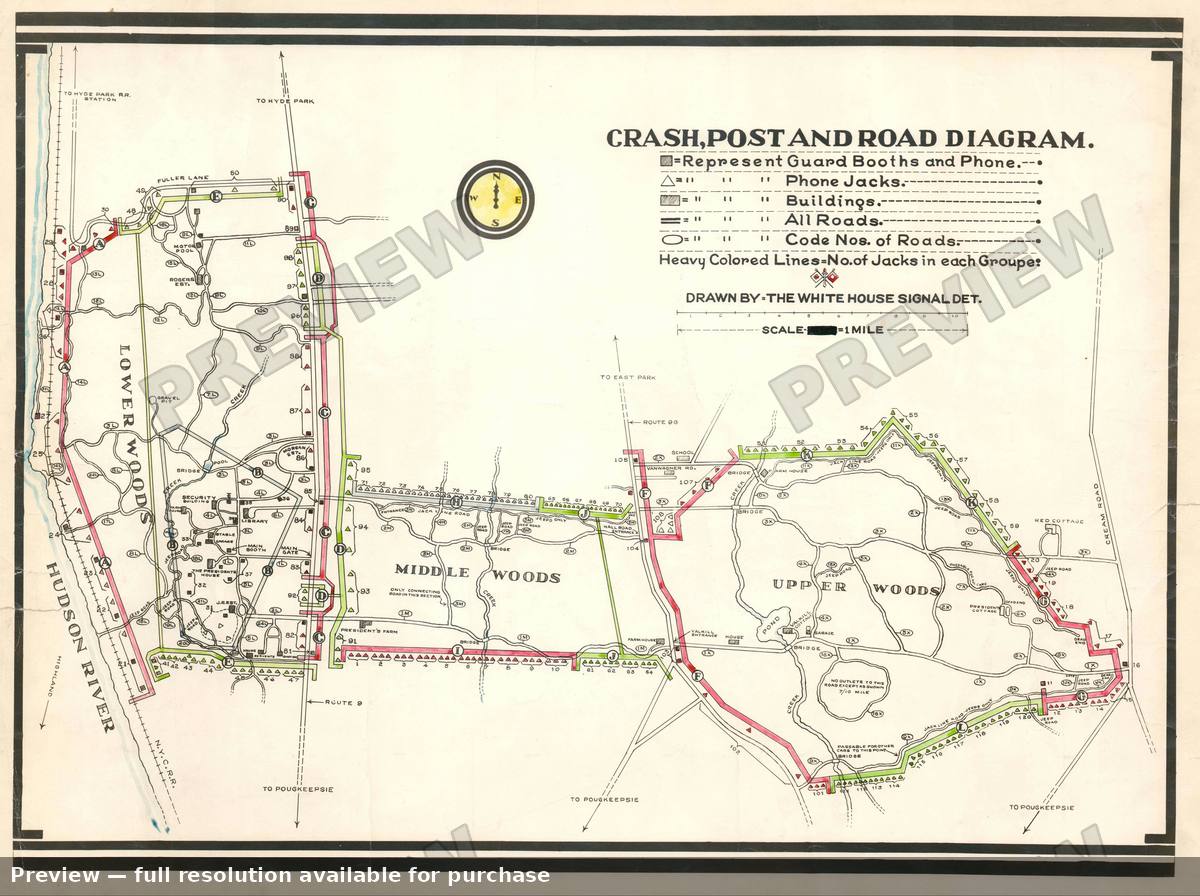 Antique map: Phone Diagram Hyde Park, 1945, 1945
