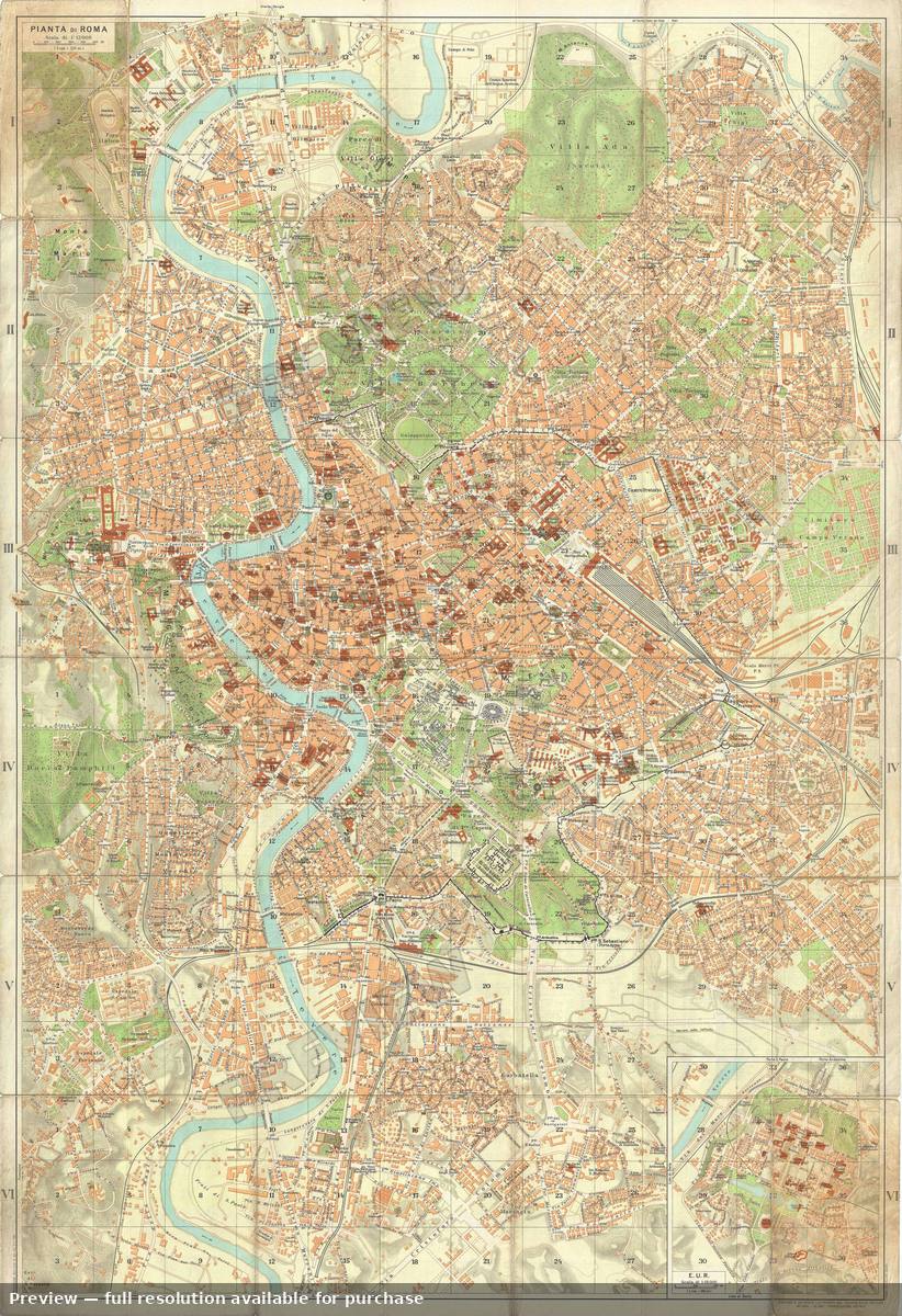 Antique map: Pianta Roma, 1962, 1962