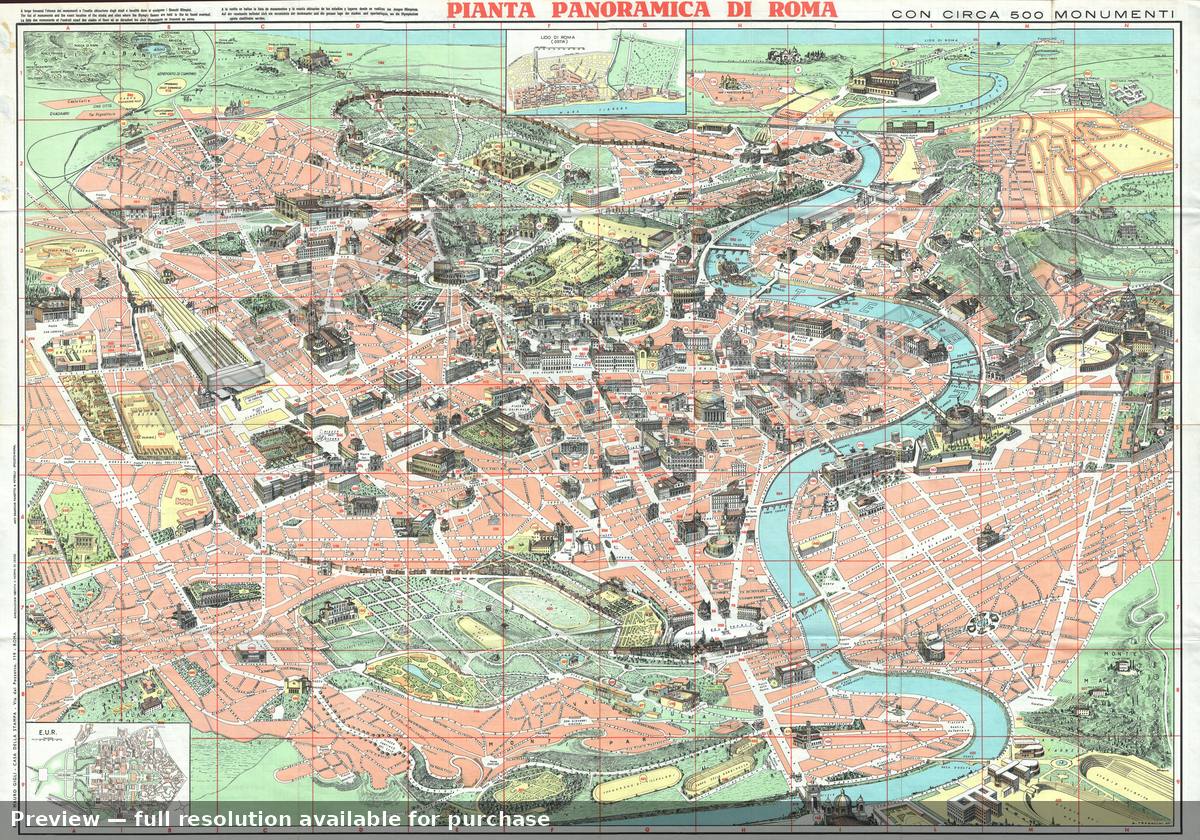 Antique map: Pianta Roma, 1960, 1960