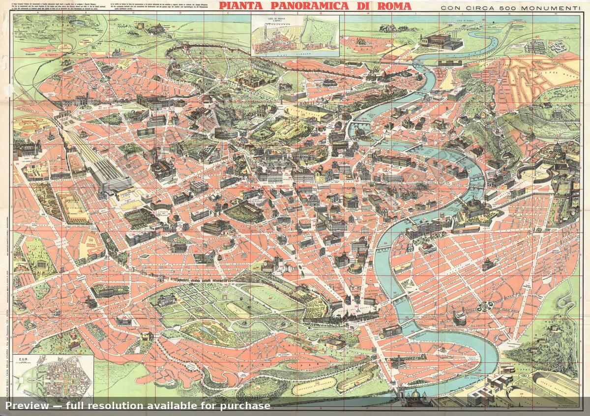Antique map: Pianta Roma 3, 1960