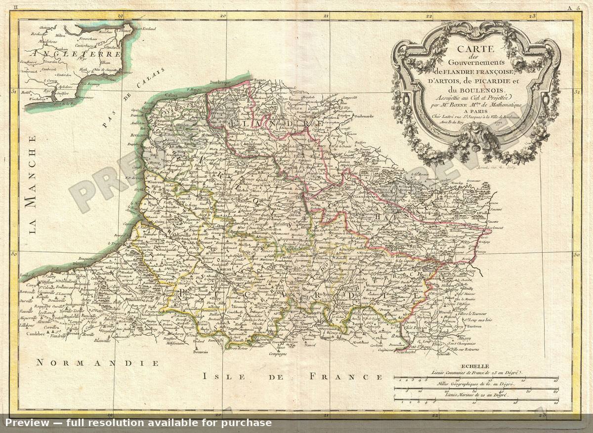Antique map: Picardie, 1771, 1771