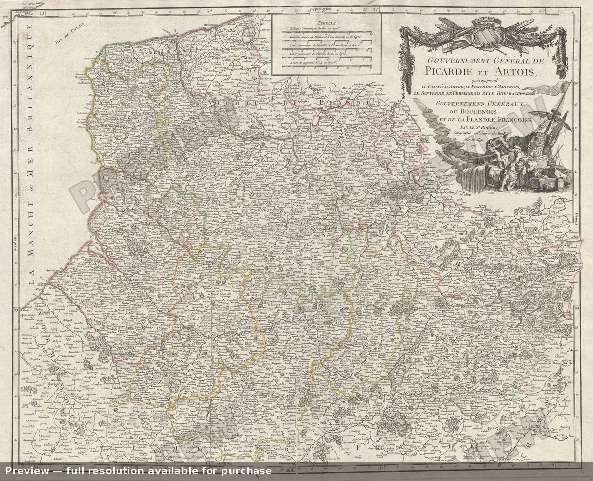 Antique map: Picardie Artois, 1753, 1753