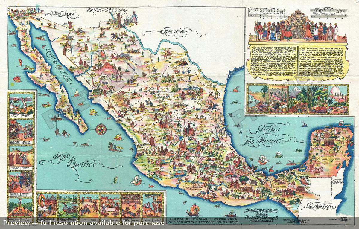Antique map: Pictorial Mexico, 1931, 1931