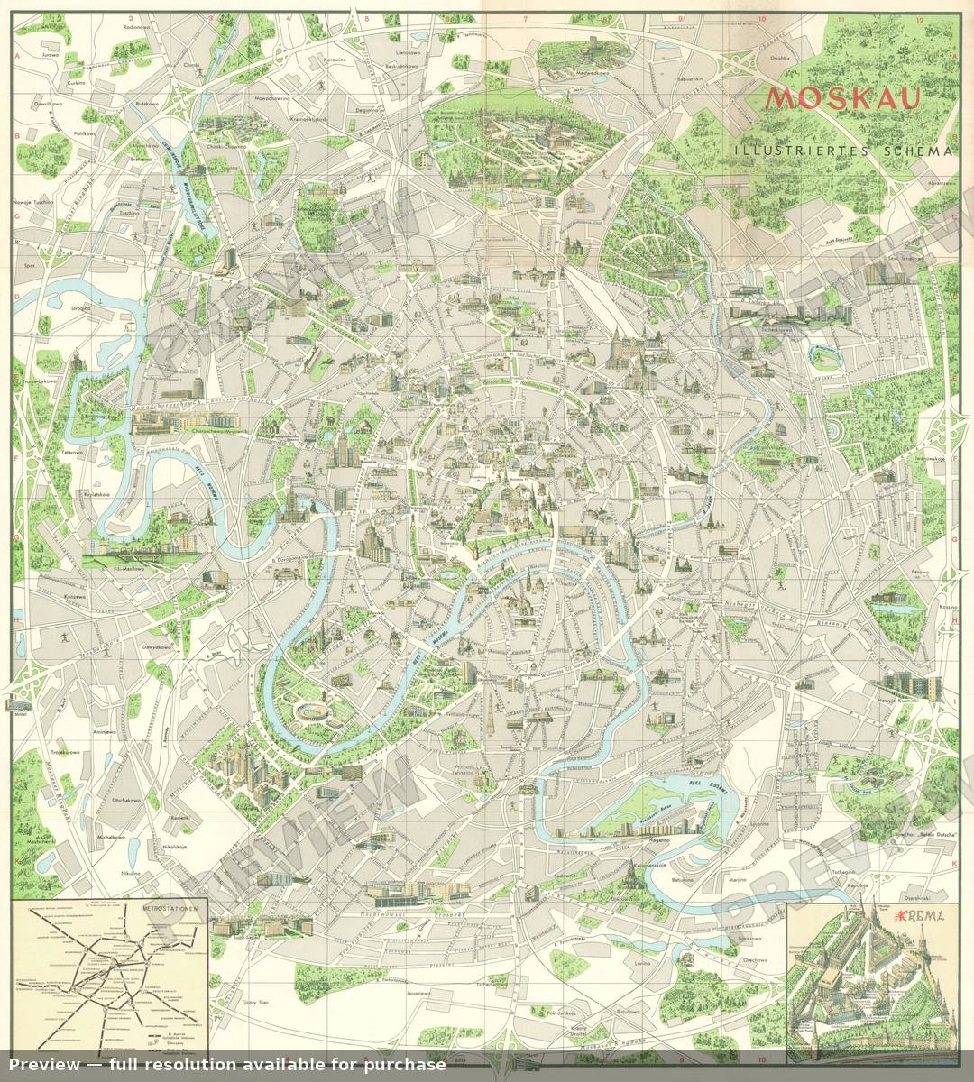 Antique map: Pictorial Moscow, 1968, 1968