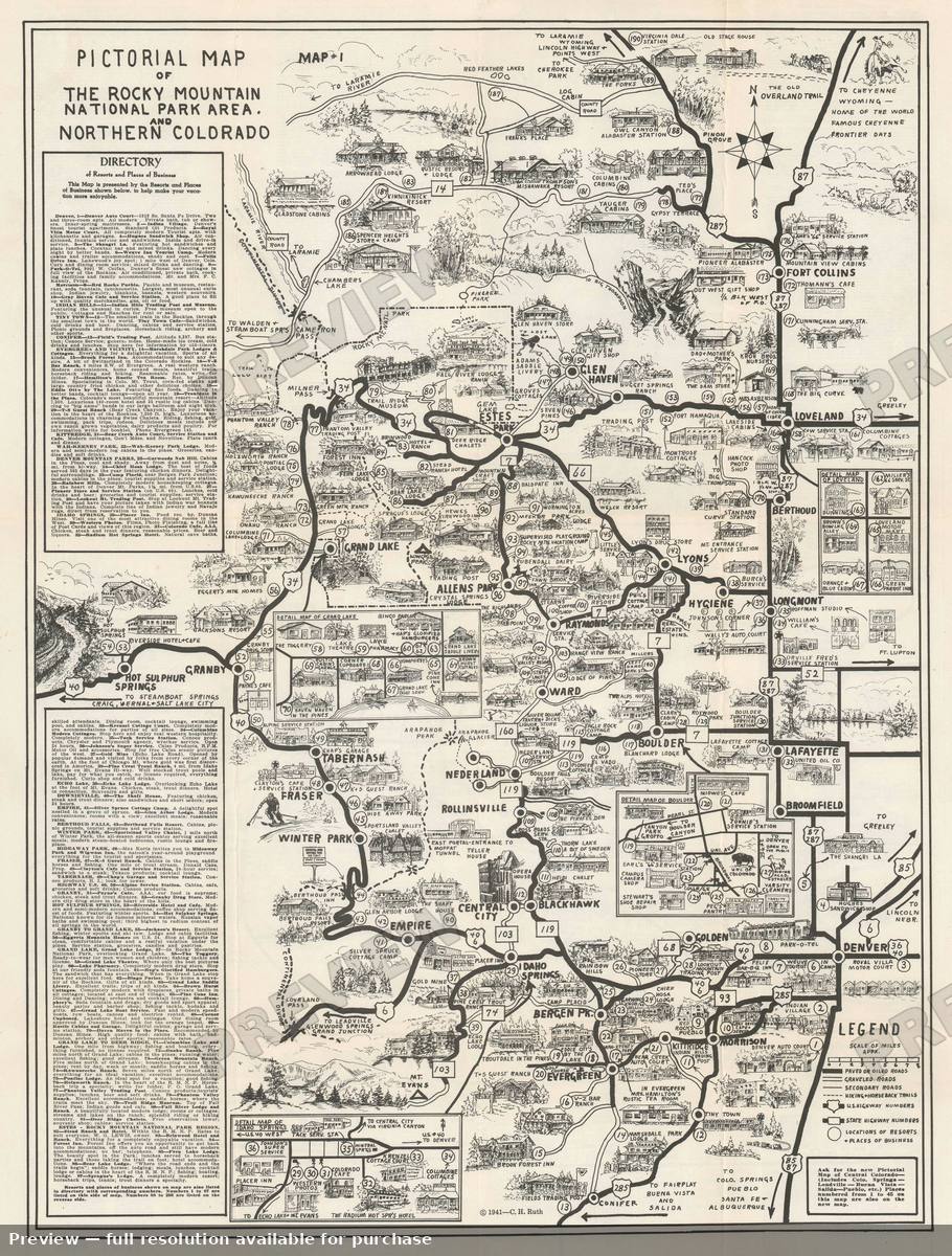 Antique map: Pictorial Northern CO, 1942, 1942