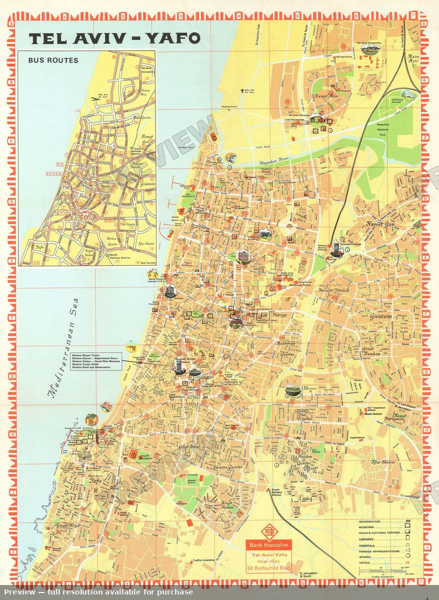 Antique map: Pictorial Tel Aviv, 1974, 1974