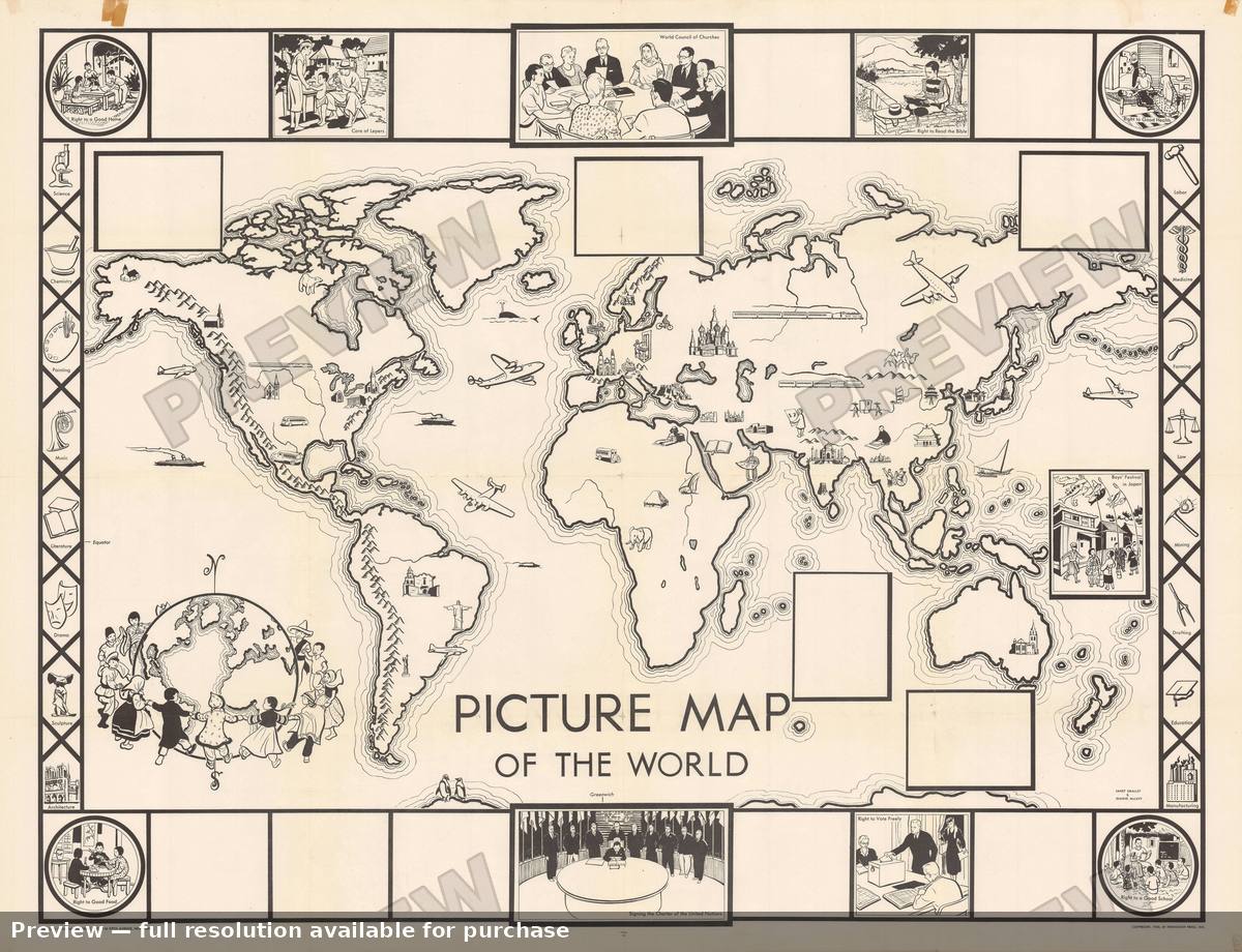 Antique map: Picture World, 1948