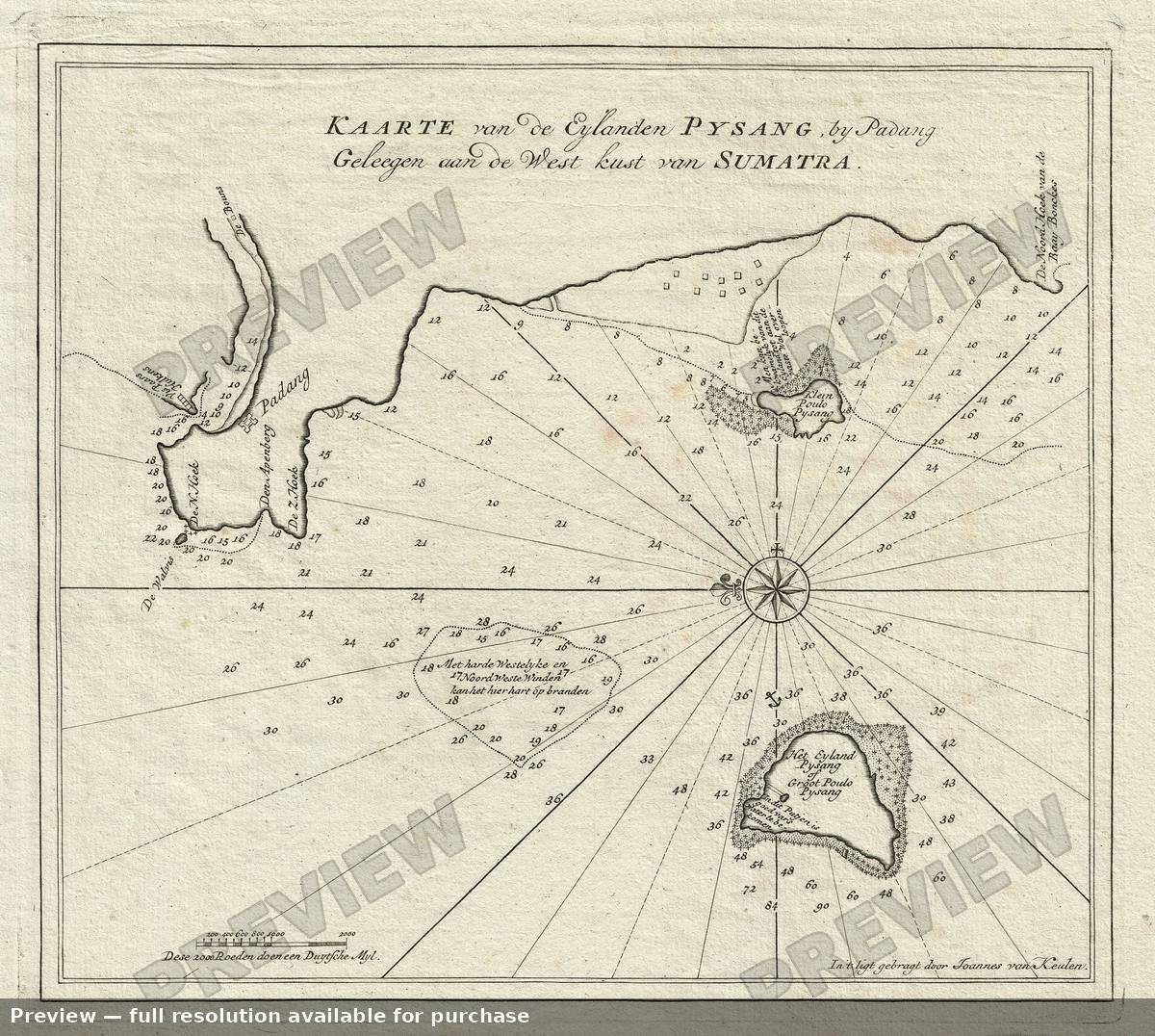 Antique map: Pisang Sumatra, 1728, 1728