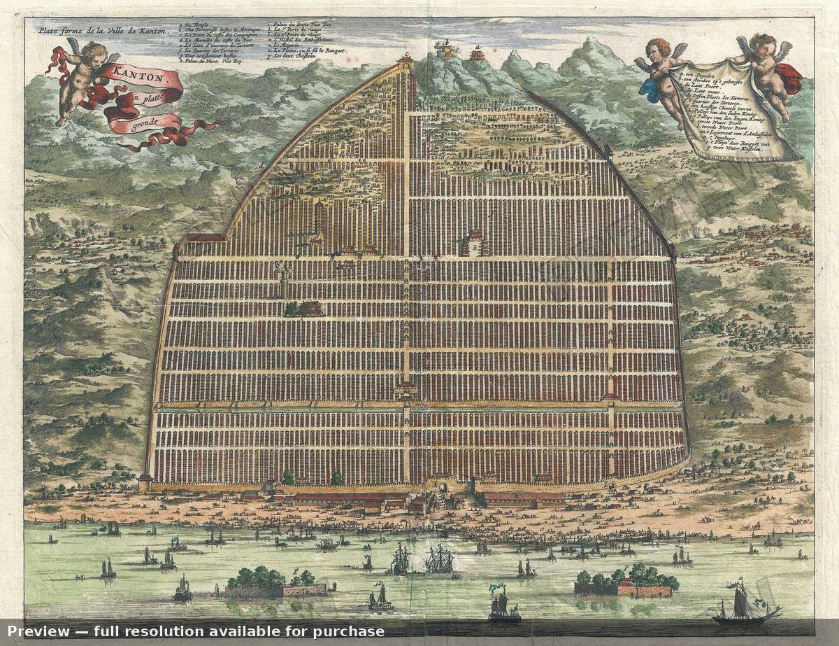 Antique map: Plan Kanton, 1670