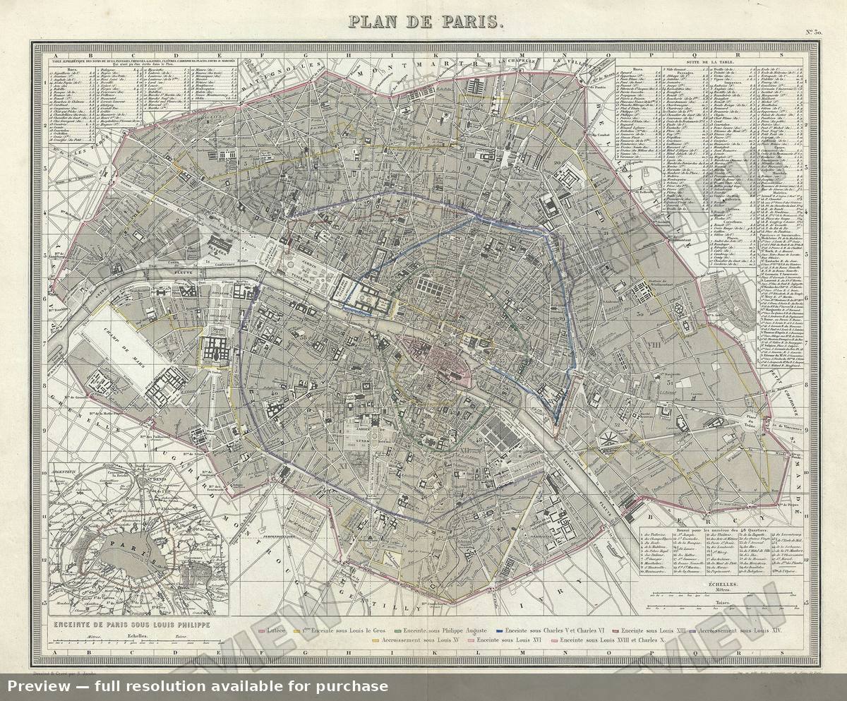 Antique map: Plan Paris, 1874