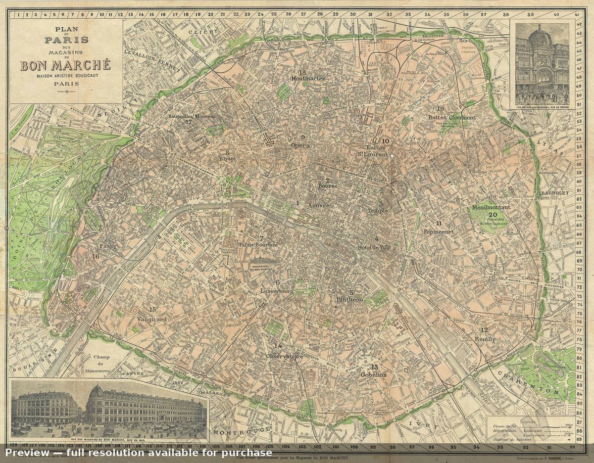 Antique map: Plande Paris, 1924, 1924