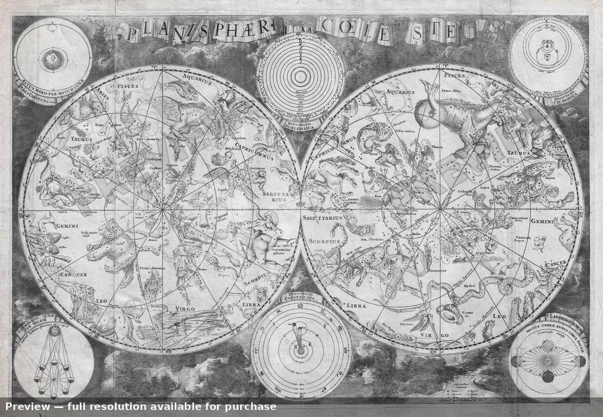 Antique map: Planisphaerium Coeleste, 1680