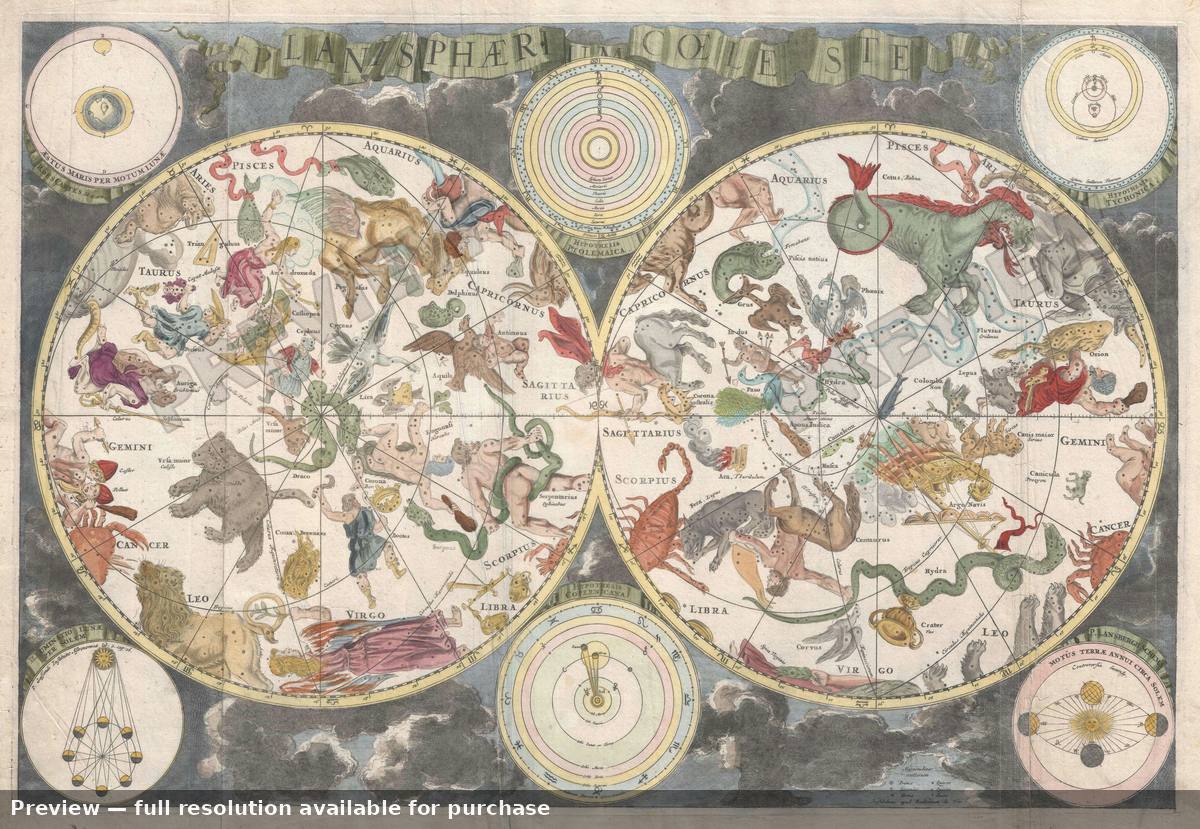 Antique map: Planisphaerium Coeleste 2, 1680