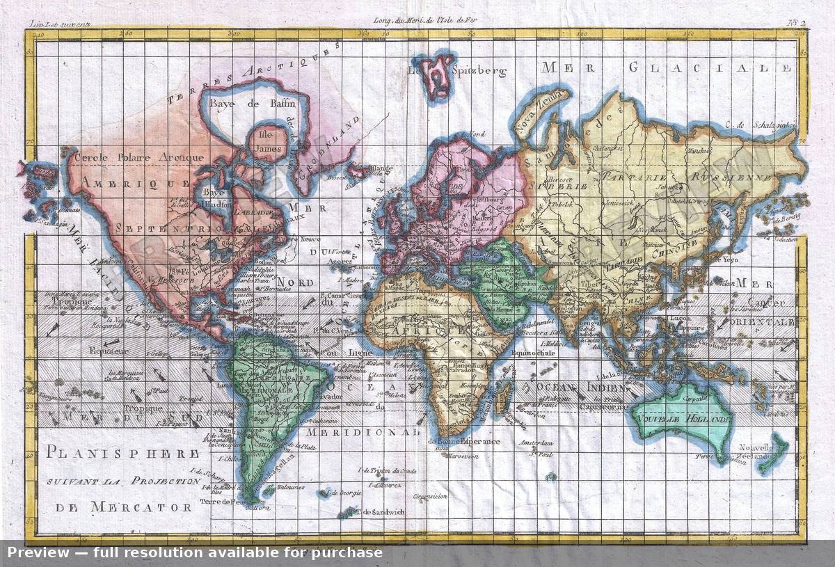 Antique map: Planisphere, 1780