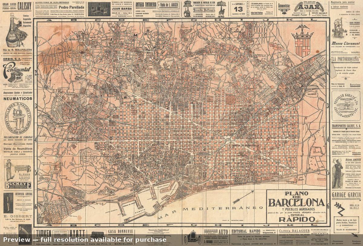 Antique map: Plano Barcelona, 1935, 1935