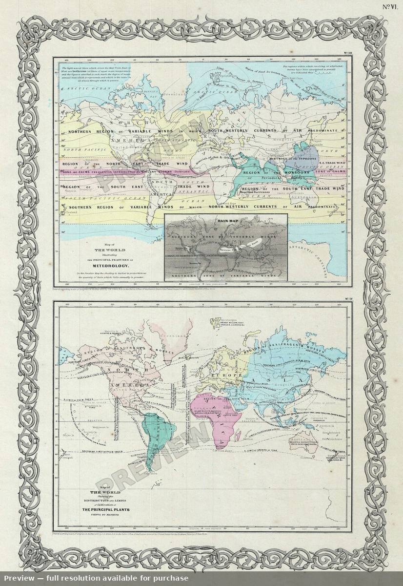 Antique map: Plants Meteorology, 1856, 1856