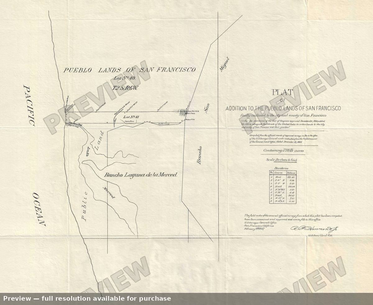 Antique map: Plat Pueblo Lands, 1886, 1886