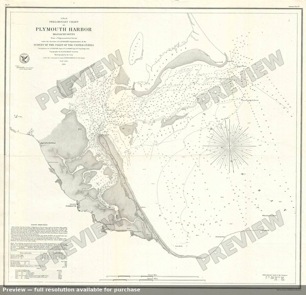 Antique map: Plymouth Harbor, 1854, 1854