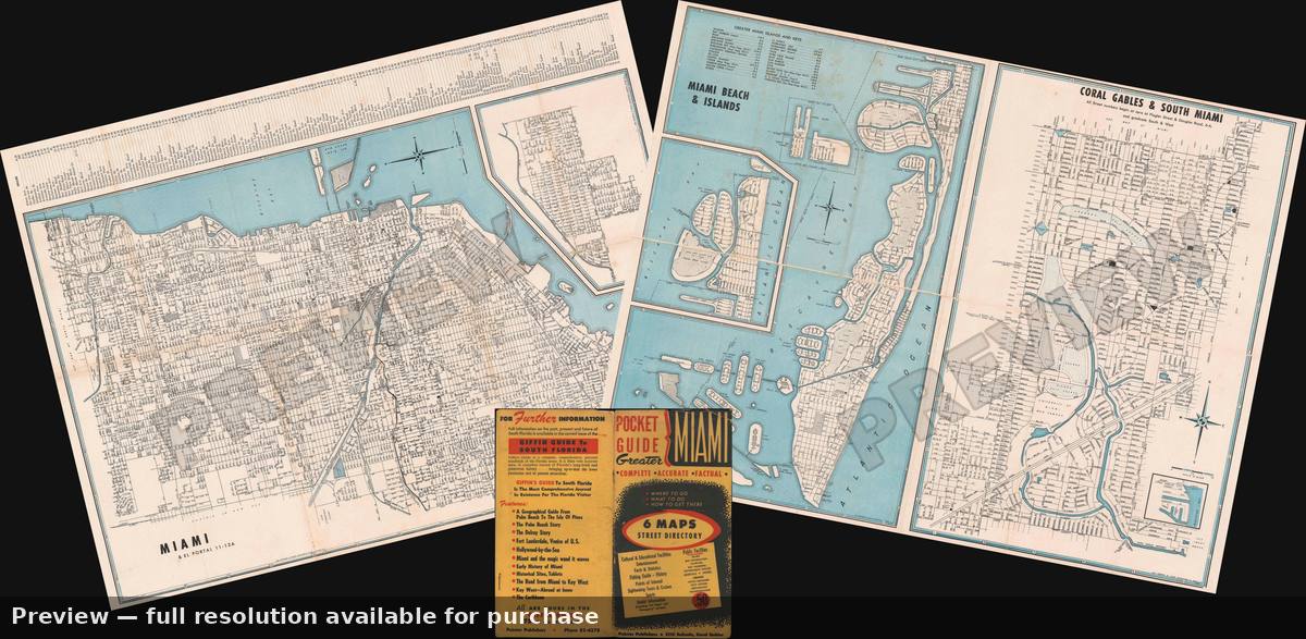 Antique map: Pocket Guide Miami, 1953, 1953