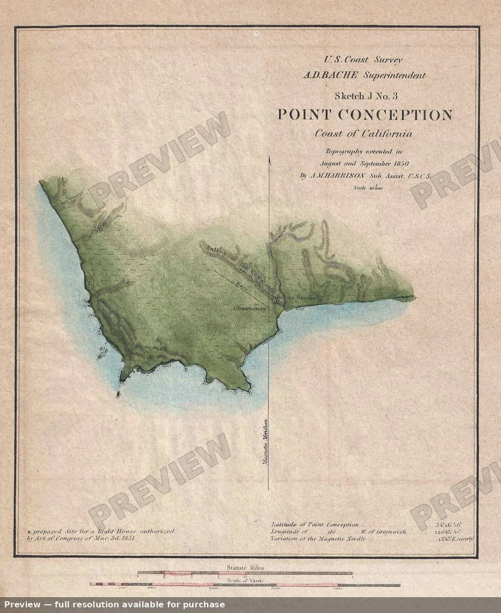 Antique map: Point Conception 2, 1851, 1851