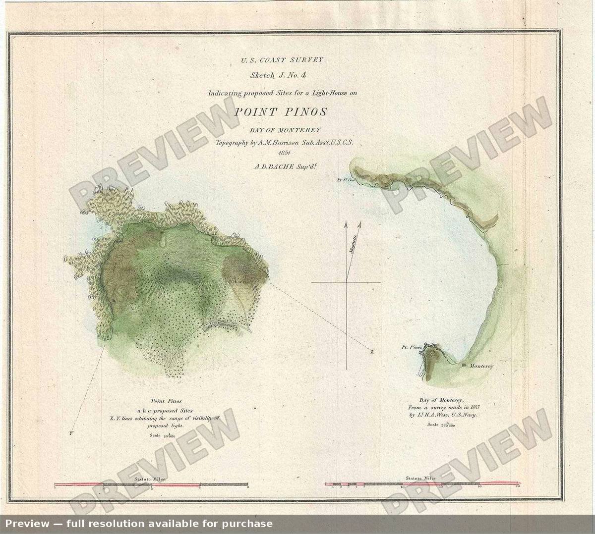 Antique map: Point Pinos 2, 1851, 1851