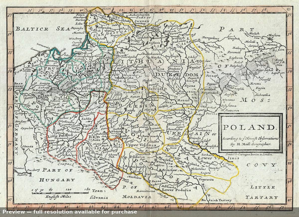 Antique map: Poland, 1784