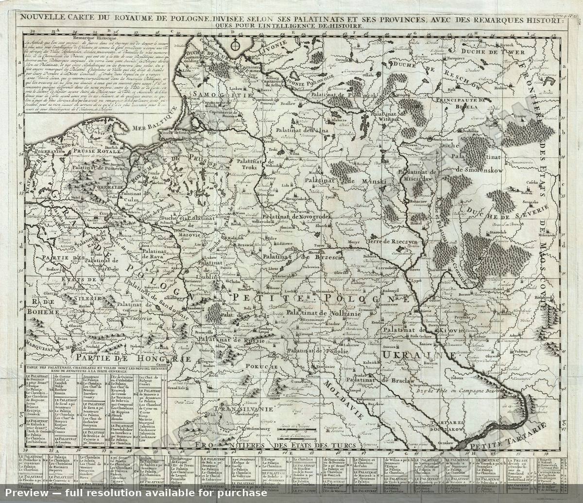 Antique map: Poland, 1710