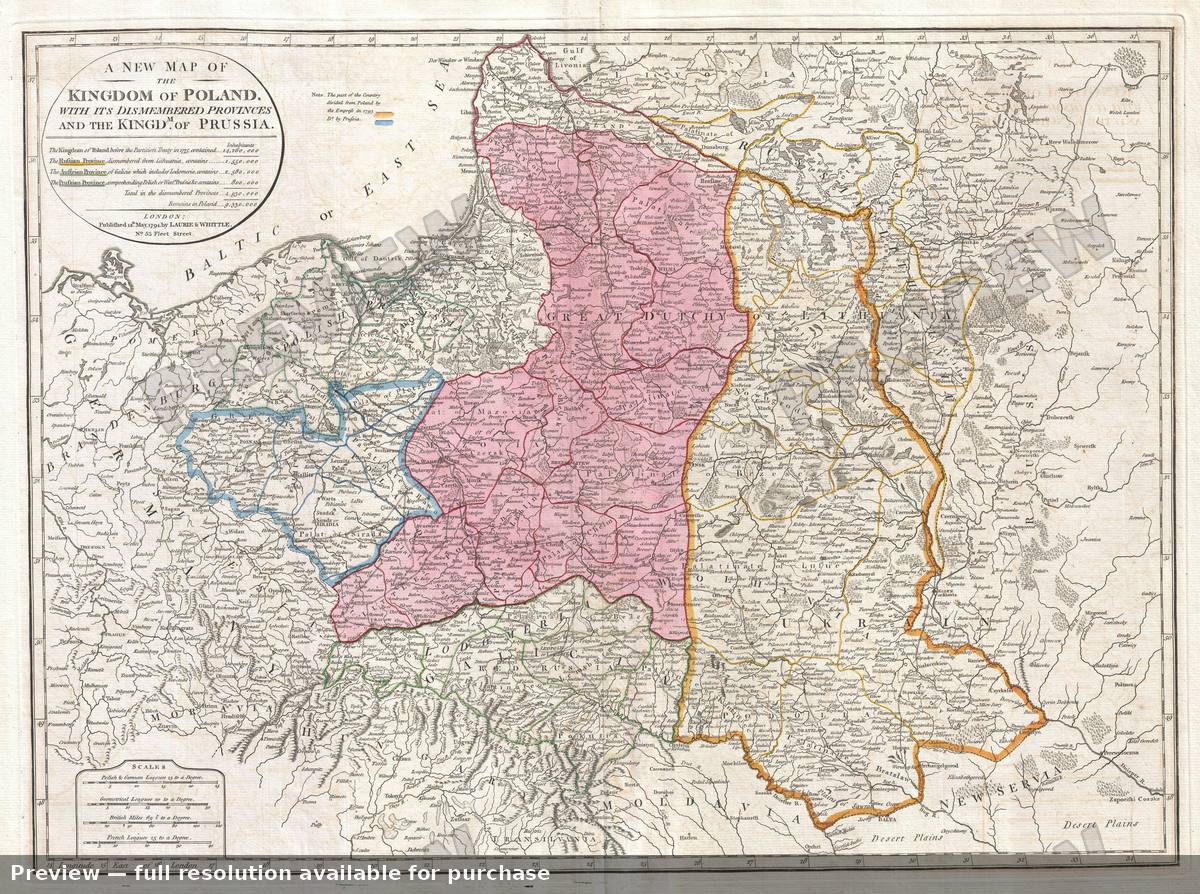 Antique map: Poland, 1794