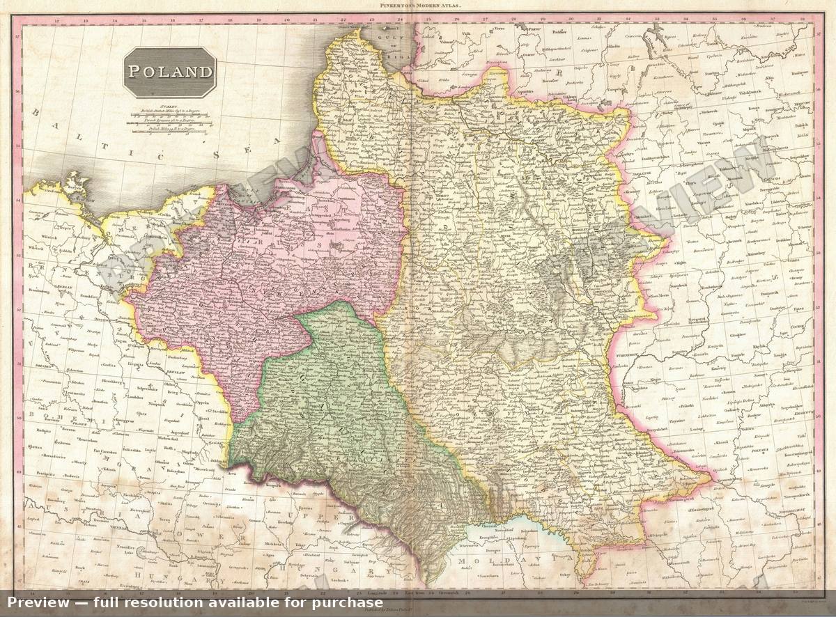 Antique map: Poland, 1818