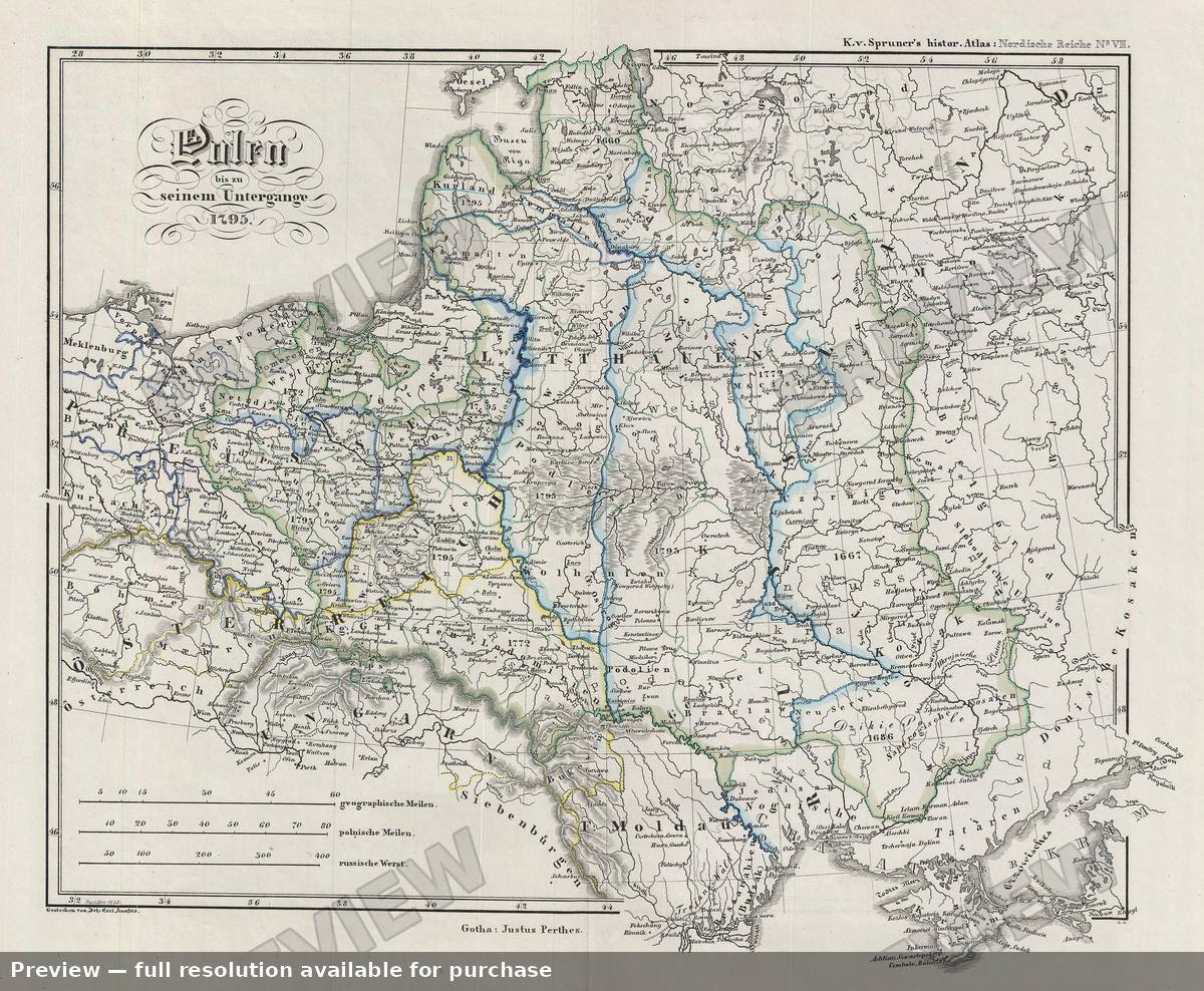 Antique map: Poland, 1854