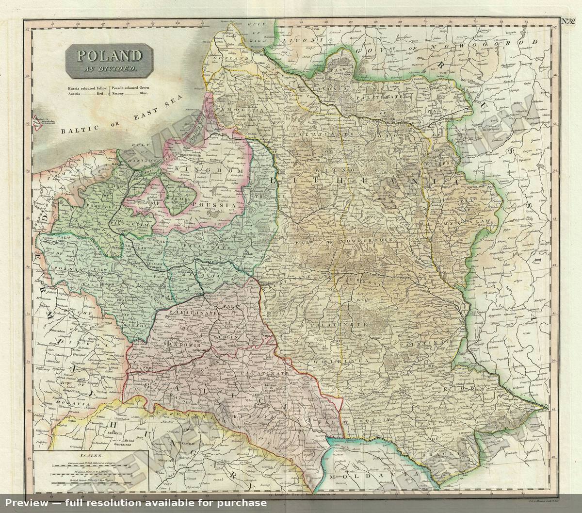 Antique map: Poland, 1817