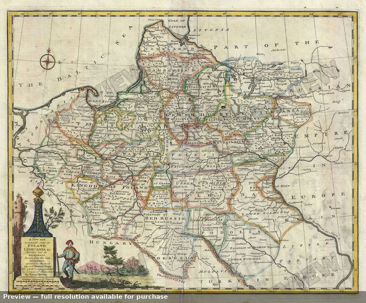 Antique map: Poland Lithuania, 1747