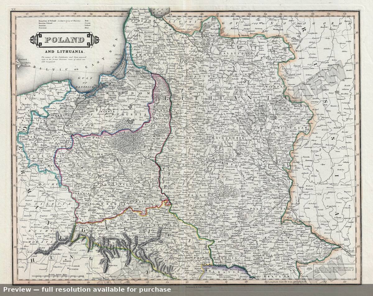 Antique map: Poland Lithuania, 1831, 1831
